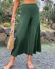 Casual High Waisted Wide Leg Solid Color  Pants