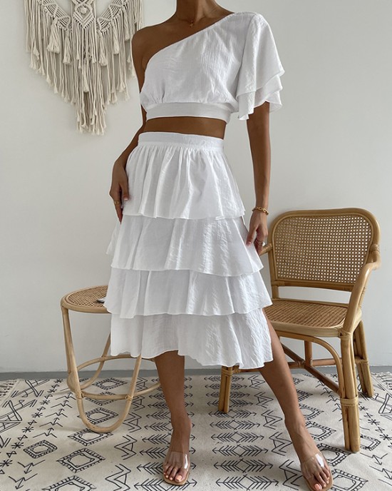 Vacation Wrap High-Waisted Off-The-Shoulder Two Pieces Set