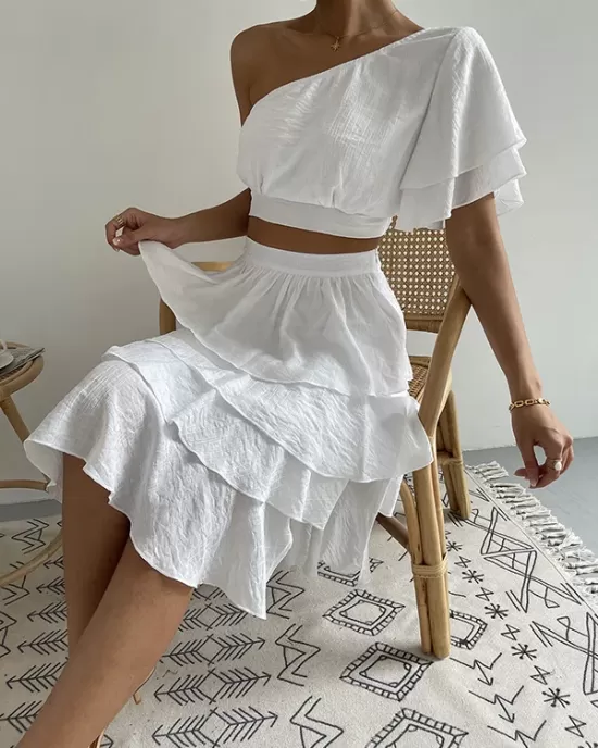 Vacation Wrap High-Waisted Off-The-Shoulder Two Pieces Set