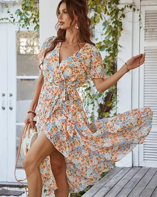 Bohemia A-Line Floral V-Neck Dress