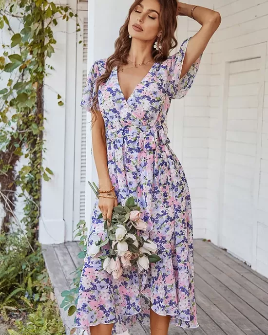 Bohemia A-Line Floral V-Neck Dress