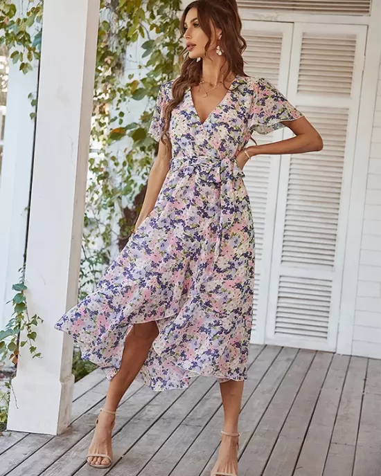 Bohemia A-Line Floral V-Neck Dress