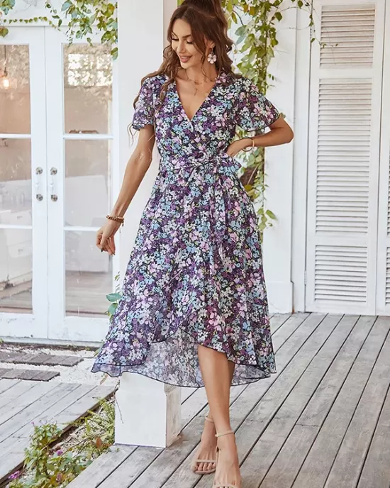 Bohemia A-Line Floral V-Neck Dress