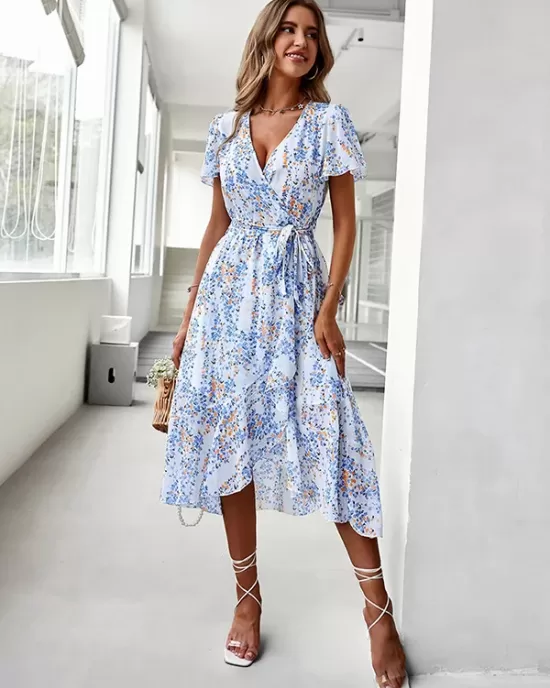 Bohemia A-Line Floral V-Neck Dress