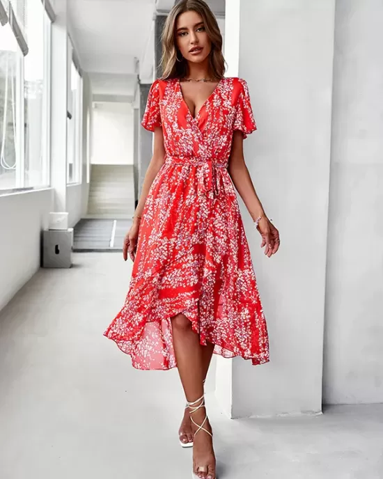 Bohemia A-Line Floral V-Neck Dress