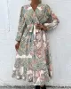 Bohemia Puff Sleeves Floral V-Neck Dress