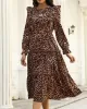 Bohemia Loose Leopard Round-Neck Dress