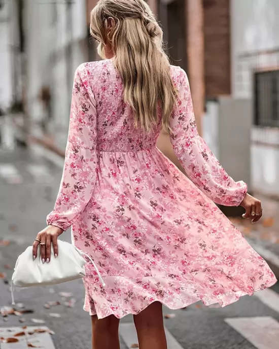 Bohemia Puff Sleeves Floral Dress