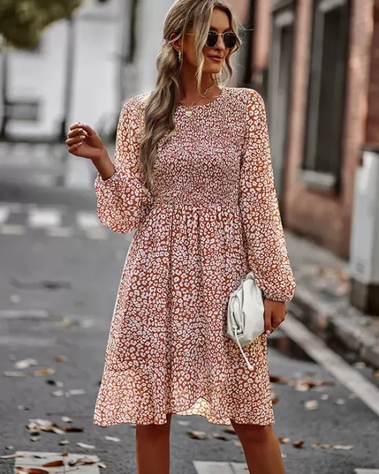 Bohemia Puff Sleeves Floral Dress