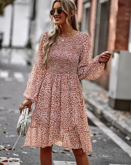 Bohemia Puff Sleeves Floral Dress