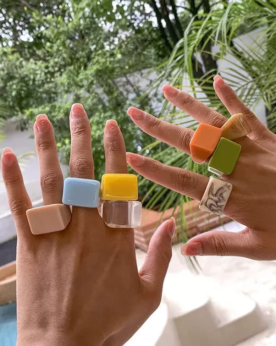 Original Stylish Resin 8 Colors Geometric Ring Original Stylish Resin 8 Colors Geometric Ring