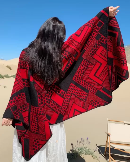 Casual Loose Patchwork Shawl&Cloak