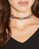 Bohemian Retro Simple Metal Flower Plate Turquoise Neck Chain Collar