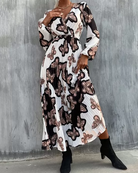 Bohemia Loose Floral V-Neck Dress