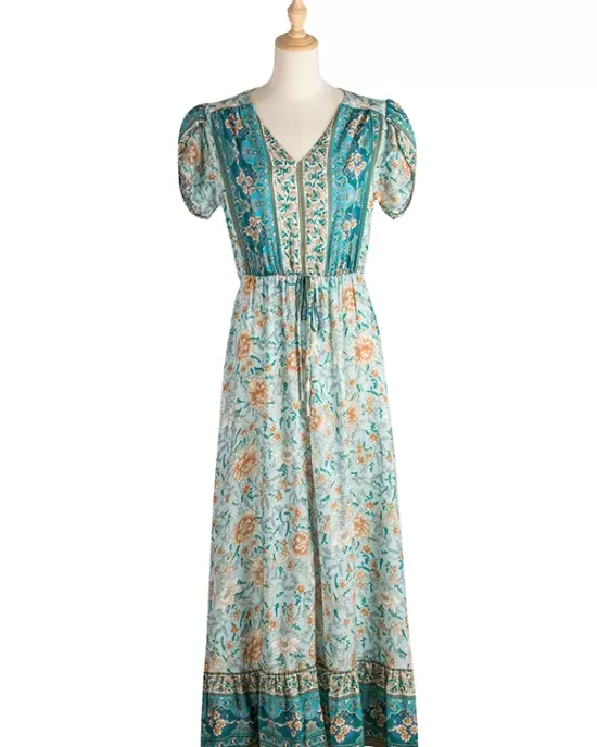 Bohemia A-Line Floral V-Neck Dress