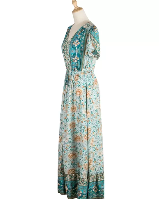 Bohemia A-Line Floral V-Neck Dress