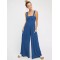 4 Colors Urban High Waisted Wide Leg Solid Color Jumpsuits Bottom