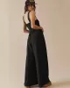 4 Colors Urban High Waisted Wide Leg Solid Color Jumpsuits Bottom