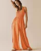 4 Colors Urban High Waisted Wide Leg Solid Color Jumpsuits Bottom