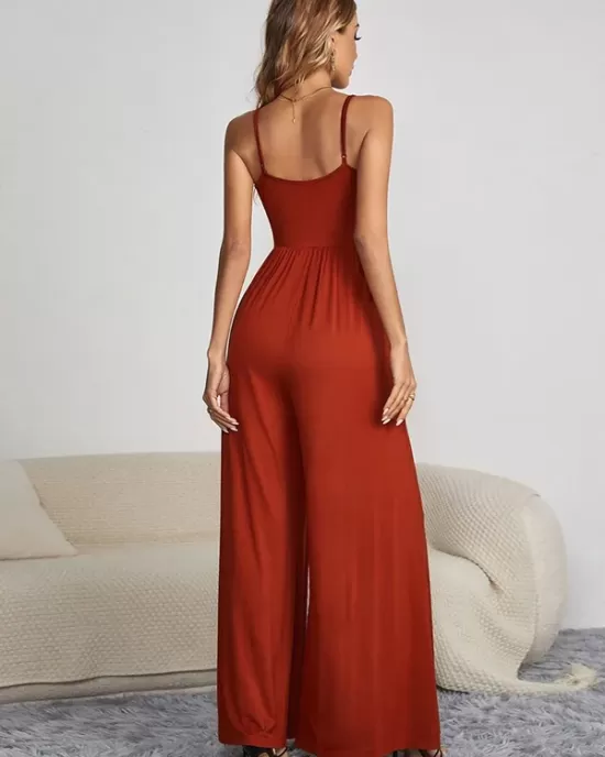 Vacation Sleeveless Solid Color Jumpsuit