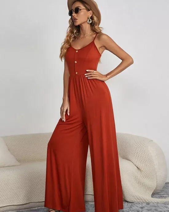 Vacation Sleeveless Solid Color Jumpsuit