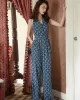 Casual Sleeveless Loose Lace-Up Printed V-Neck Jumpsuit