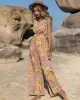 Bohemia Loose Sleeveless Floral Printed V-Neck Jumpsuit