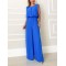 Backless Hollow Solid Color High-Low Wide Leg Round-Neck Jumpsuits Bottoms