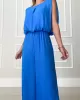 Backless Hollow Solid Color High-Low Wide Leg Round-Neck Jumpsuits Bottoms