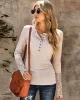 Casual Loose Buckle Solid Deep V-Neck Shirts Top