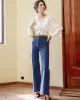 Vacation Loose High Waisted Solid Color Jean Pants Bottoms