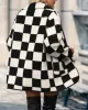 Vacation Loose Buckle Patchwork Lapel Collar Coat