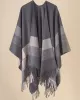 Casual Loose Tasseled Patchwork Shawl&Cloak