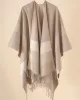 Casual Loose Tasseled Patchwork Shawl&Cloak