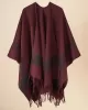 Casual Loose Tasseled Patchwork Shawl&Cloak