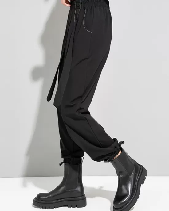 Urban High-Waisted Black Casual Pants Bottoms Harem Pants