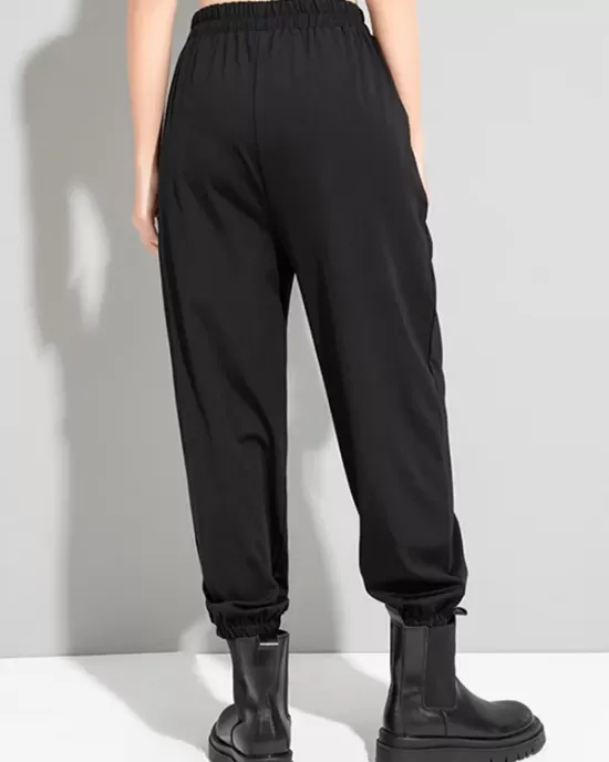 Urban High-Waisted Black Casual Pants Bottoms Harem Pants