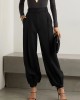 Simple High Waisted Black Casual Harem Pants Bottoms