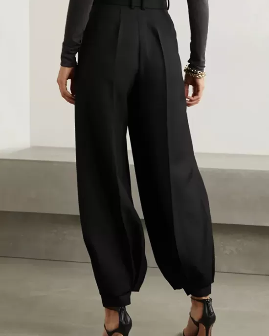 Simple High Waisted Black Casual Harem Pants Bottoms