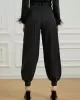 Simple High Waisted Black Casual Harem Pants Bottoms