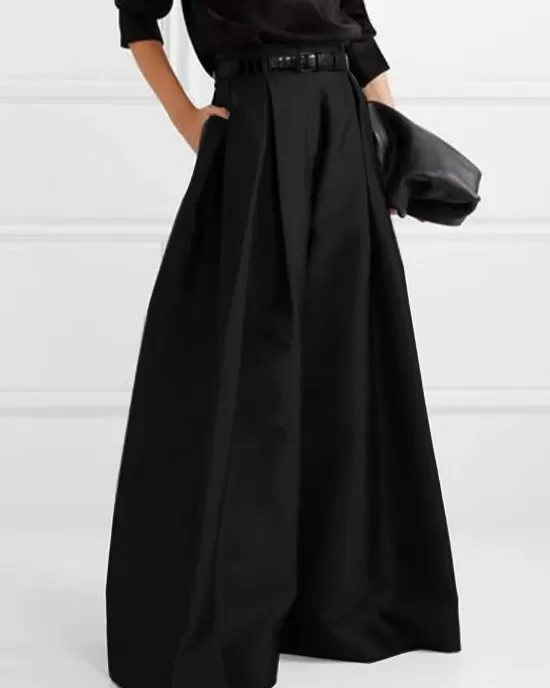 Stylish Loose High Waisted Solid Color Wide Leg Pants