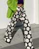 Original Contrast Color Polka-Dot Printed Wide Leg Pants