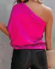 Urban Loose One-Shoulder Fuchsia Shirt Top