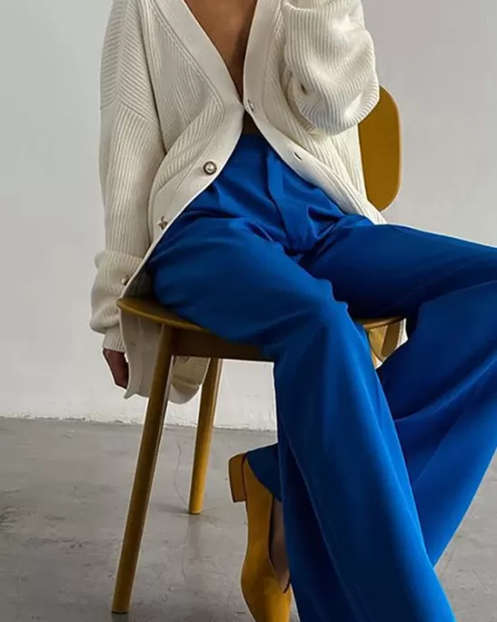 Casual Simple Solid Color Wide Legs Blazer Pants