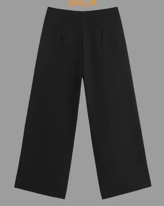 Urban Solid Color Pleats High Waisted Wide Leg Pants