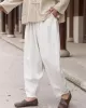 Simple Casual Loose Solid Color Ramie Cotton Pants