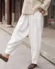 Simple Casual Loose Solid Color Ramie Cotton Pants