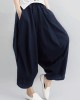 Artistic Retro Ramie Cotton Solid Color Elasticity Harem Pants