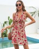 Women Sleeveless Floral Backless Bohemia Dress