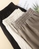 Simple Loose Wide Leg Elasticity Solid Color Casual Pants Bottoms